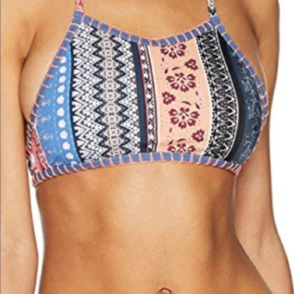 Minkpink NWT Lily Boy Whipstitch Halter Bikini Top